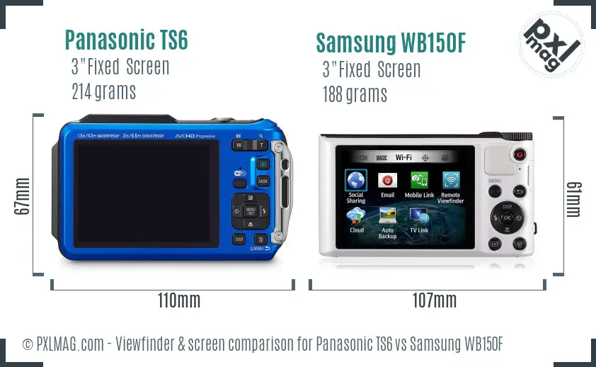 Panasonic TS6 vs Samsung WB150F Screen and Viewfinder comparison