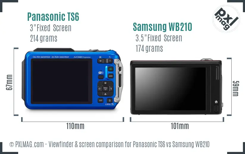 Panasonic TS6 vs Samsung WB210 Screen and Viewfinder comparison Panasonic TS6 vs Samsung WB210 Screen and Viewfinder comparison