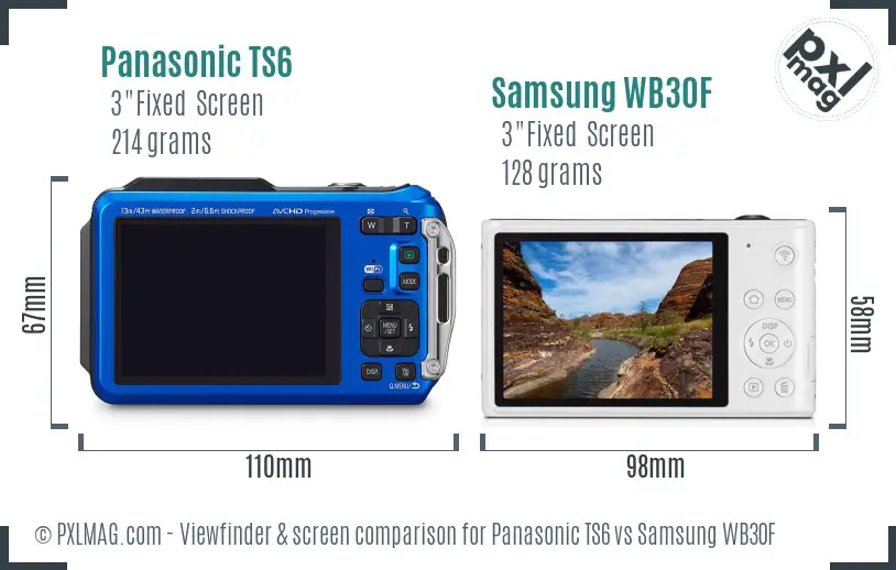 Panasonic TS6 vs Samsung WB30F Screen and Viewfinder comparison Panasonic TS6 vs Samsung WB30F Screen and Viewfinder comparison