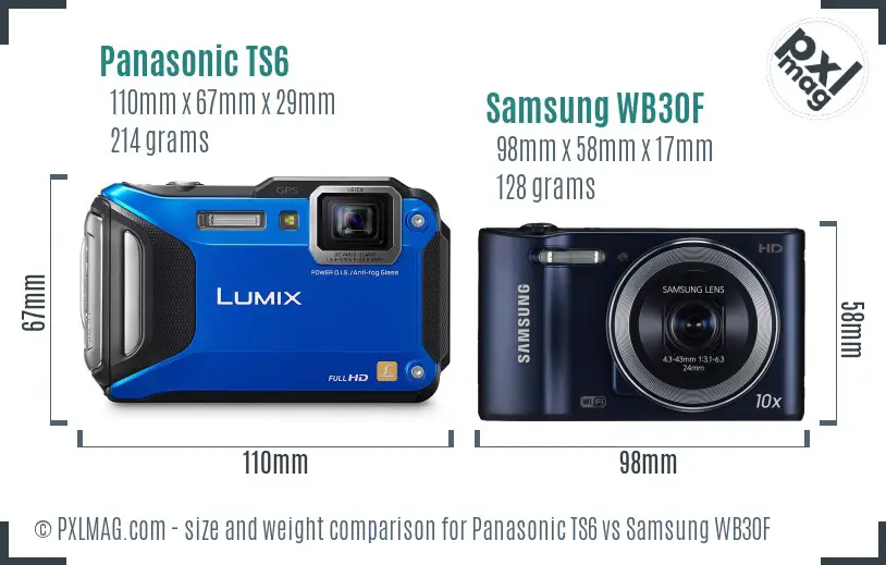 Panasonic TS6 vs Samsung WB30F size comparison Panasonic TS6 vs Samsung WB30F size comparison