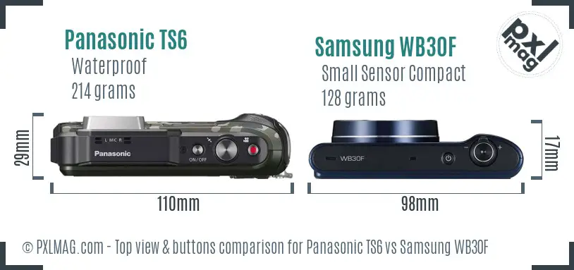 Panasonic TS6 vs Samsung WB30F top view buttons comparison Panasonic TS6 vs Samsung WB30F top view buttons comparison