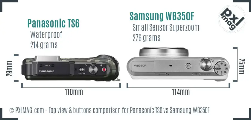 Panasonic TS6 vs Samsung WB350F top view buttons comparison