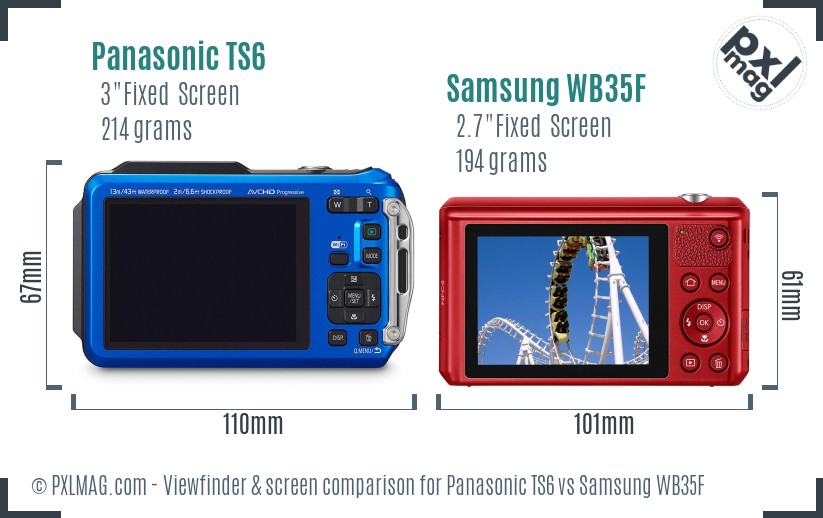Panasonic TS6 vs Samsung WB35F Screen and Viewfinder comparison