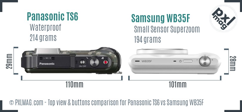 Panasonic TS6 vs Samsung WB35F top view buttons comparison