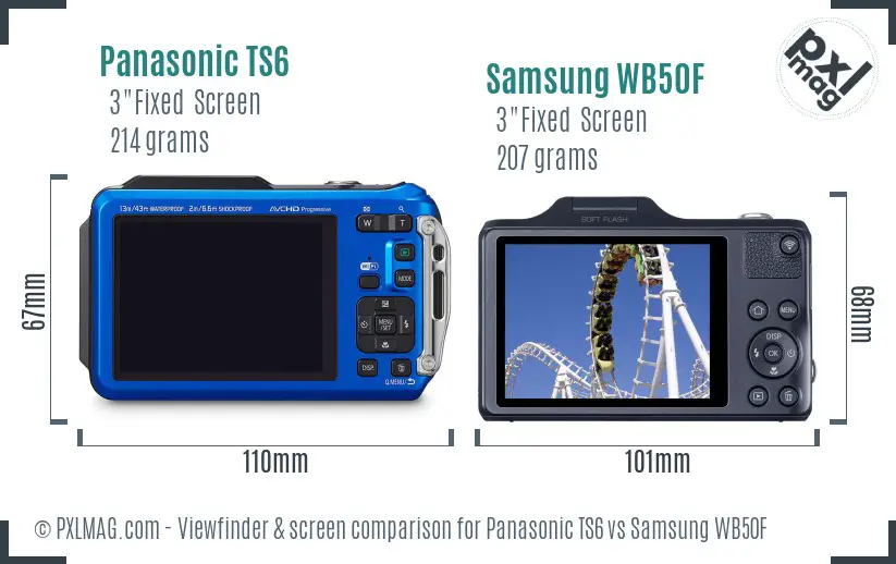 Panasonic TS6 vs Samsung WB50F Screen and Viewfinder comparison