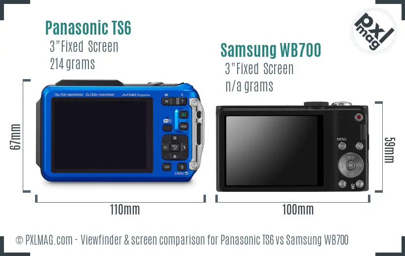 Panasonic TS6 vs Samsung WB700 Screen and Viewfinder comparison