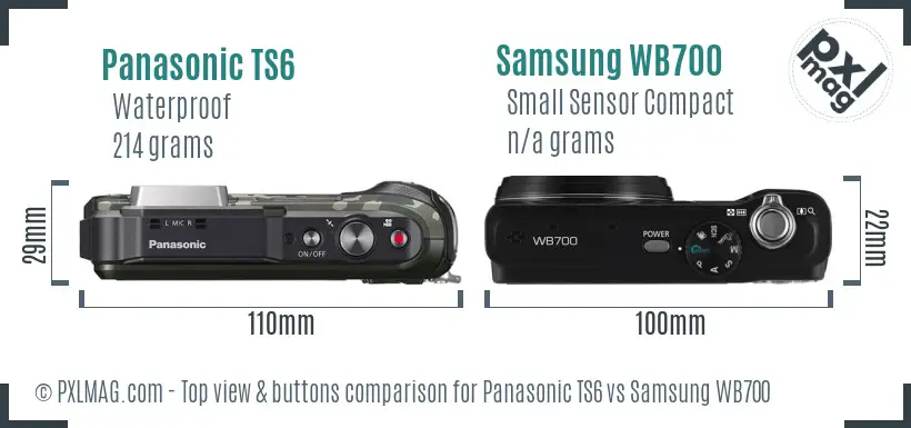 Panasonic TS6 vs Samsung WB700 top view buttons comparison