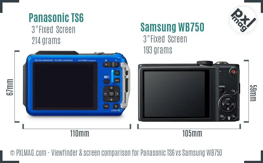Panasonic TS6 vs Samsung WB750 Screen and Viewfinder comparison