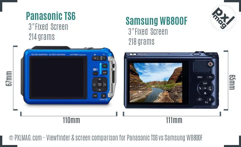 Panasonic TS6 vs Samsung WB800F Screen and Viewfinder comparison