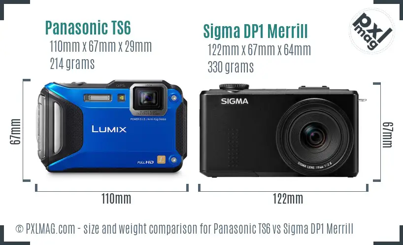 Panasonic TS6 vs Sigma DP1 Merrill size comparison