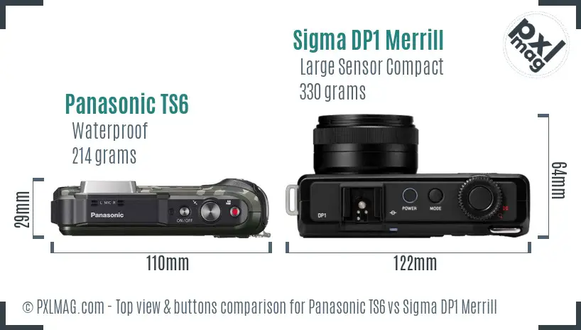 Panasonic TS6 vs Sigma DP1 Merrill top view buttons comparison