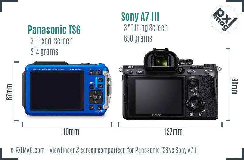 Panasonic TS6 vs Sony A7 III Screen and Viewfinder comparison