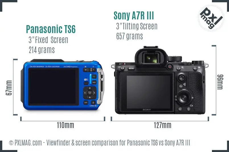 Panasonic TS6 vs Sony A7R III Screen and Viewfinder comparison