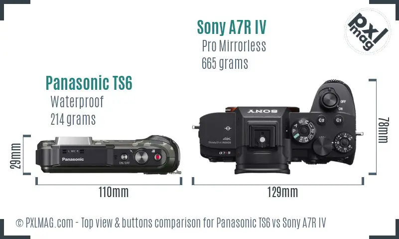 Panasonic TS6 vs Sony A7R IV top view buttons comparison