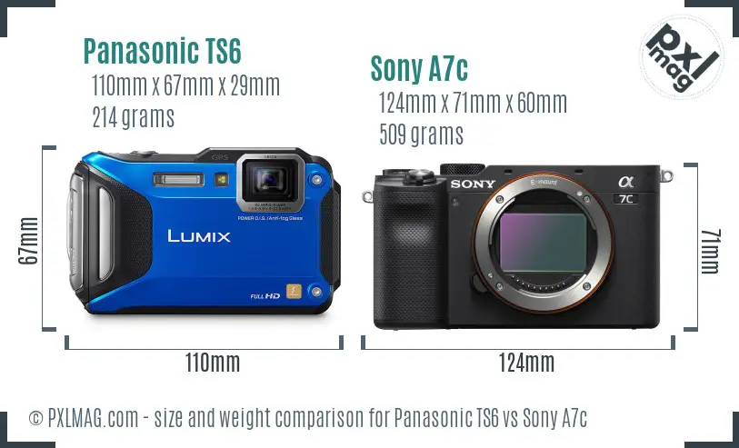 Panasonic TS6 vs Sony A7c size comparison