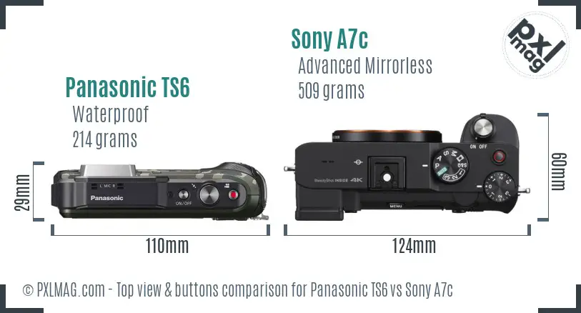 Panasonic TS6 vs Sony A7c top view buttons comparison