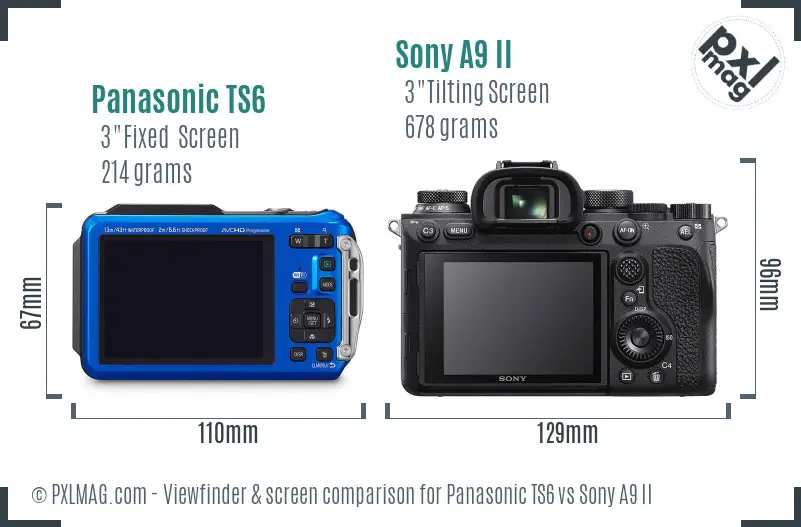 Panasonic TS6 vs Sony A9 II Screen and Viewfinder comparison
