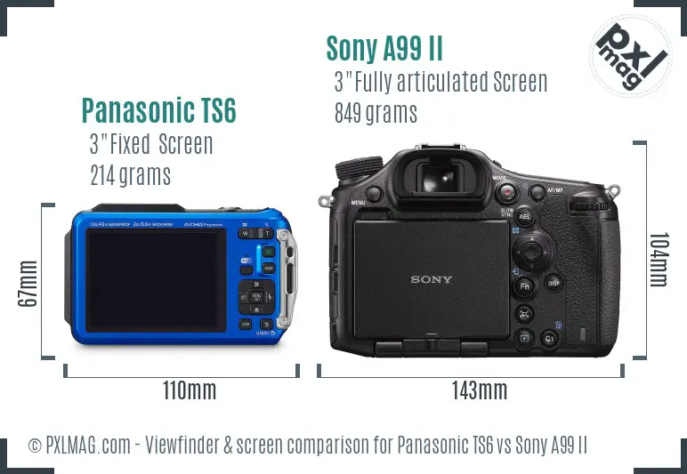 Panasonic TS6 vs Sony A99 II Screen and Viewfinder comparison