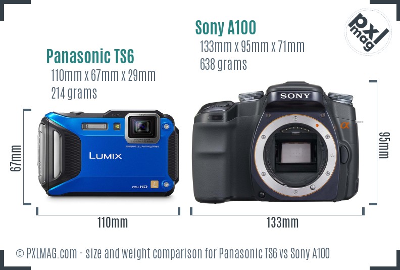 Panasonic TS6 vs Sony A100 size comparison