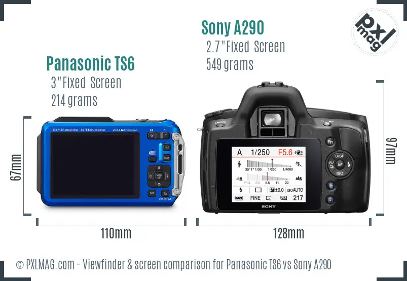 Panasonic TS6 vs Sony A290 Screen and Viewfinder comparison