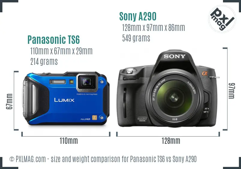 Panasonic TS6 vs Sony A290 size comparison