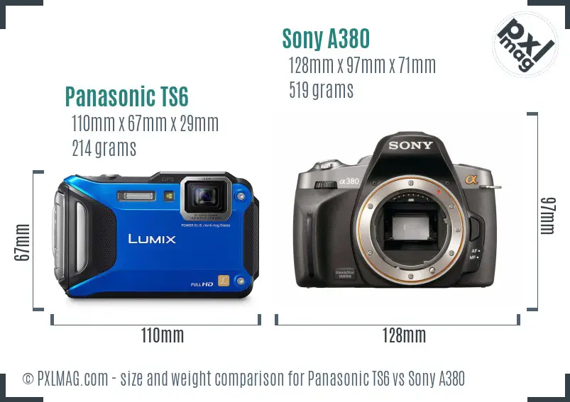 Panasonic TS6 vs Sony A380 size comparison