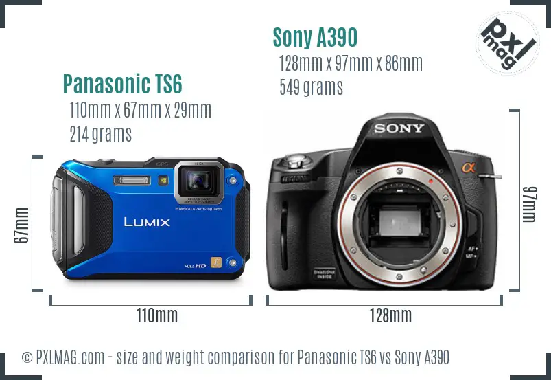 Panasonic TS6 vs Sony A390 size comparison Panasonic TS6 vs Sony A390 size comparison