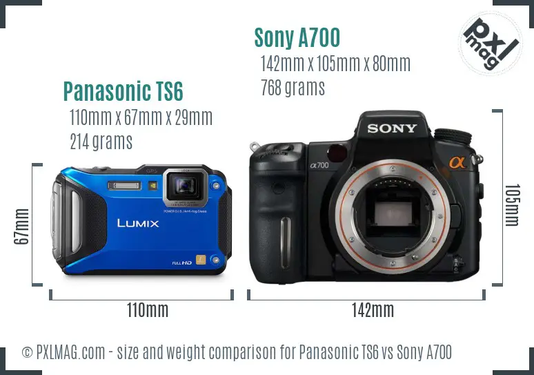 Panasonic TS6 vs Sony A700 size comparison Panasonic TS6 vs Sony A700 size comparison