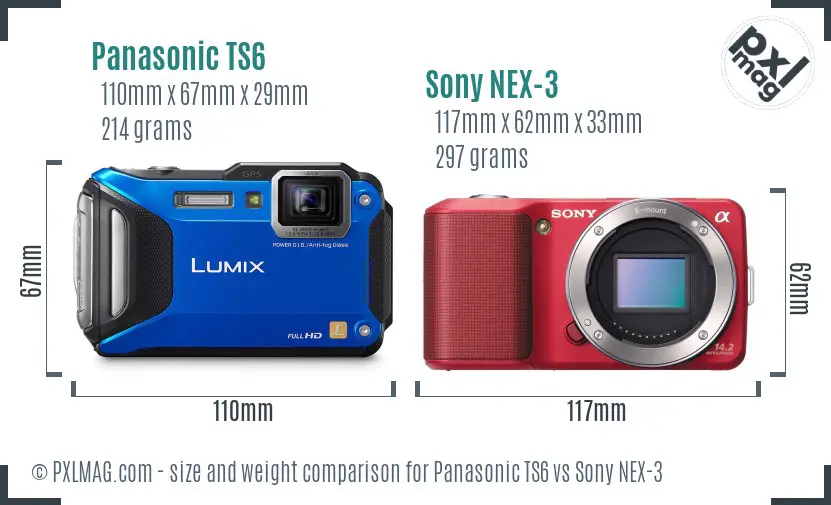 Panasonic TS6 vs Sony NEX-3 size comparison Panasonic TS6 vs Sony NEX-3 size comparison