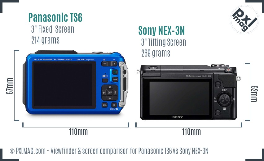 Panasonic TS6 vs Sony NEX-3N Screen and Viewfinder comparison