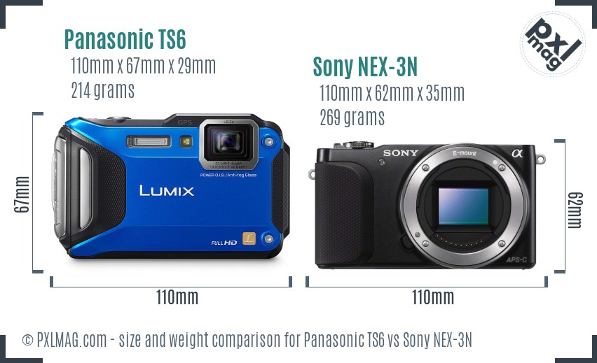 Panasonic TS6 vs Sony NEX-3N size comparison