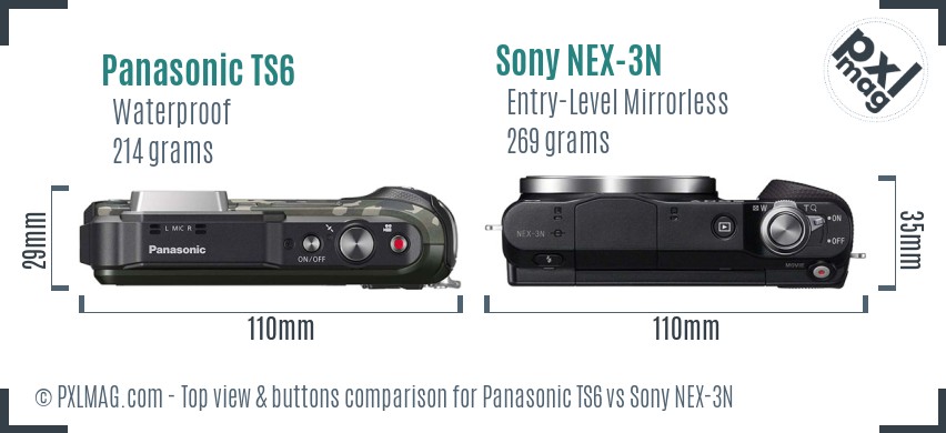 Panasonic TS6 vs Sony NEX-3N top view buttons comparison