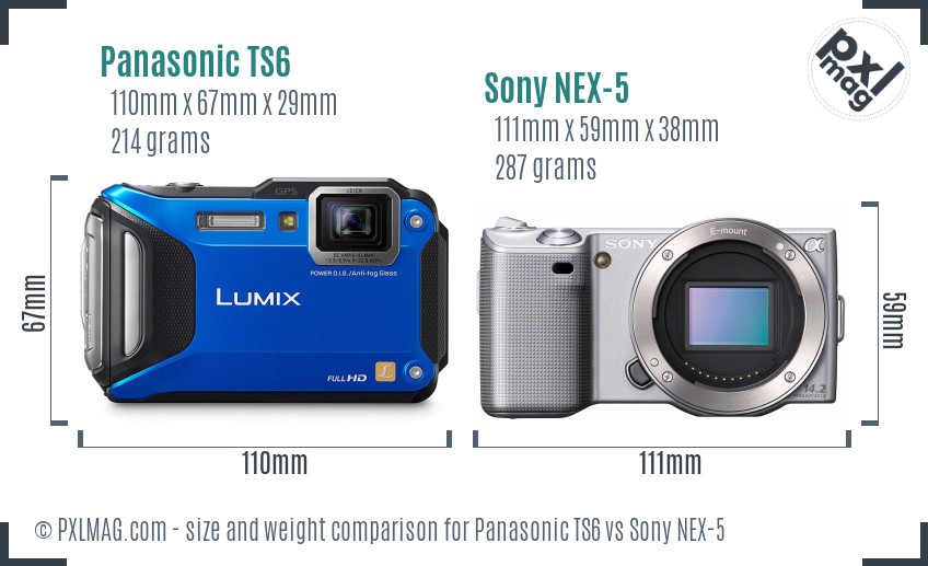 Panasonic TS6 vs Sony NEX-5 size comparison Panasonic TS6 vs Sony NEX-5 size comparison
