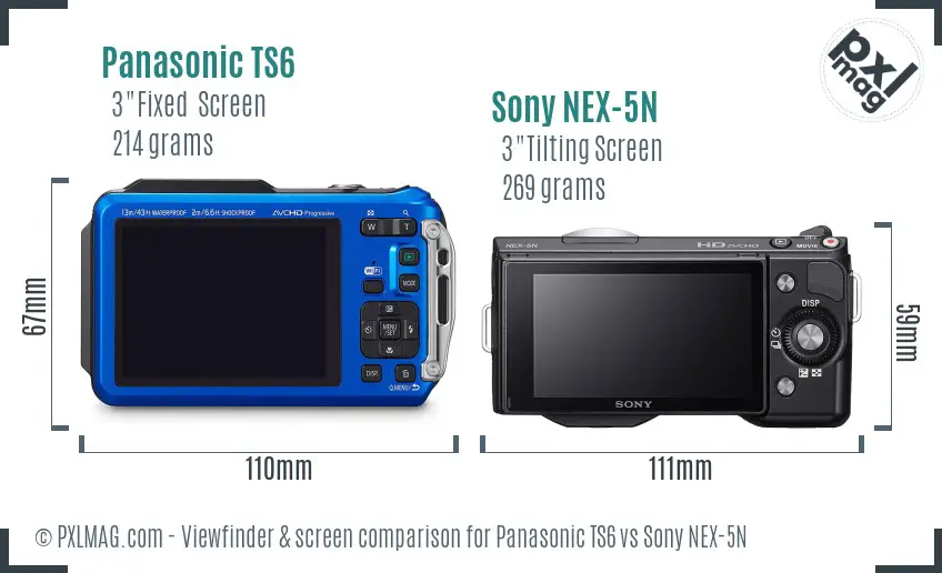 Panasonic TS6 vs Sony NEX-5N Screen and Viewfinder comparison