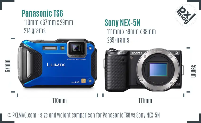 Panasonic TS6 vs Sony NEX-5N size comparison