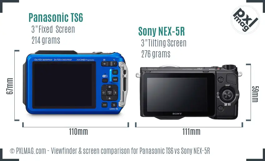 Panasonic TS6 vs Sony NEX-5R Screen and Viewfinder comparison