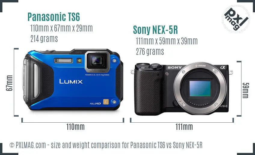 Panasonic TS6 vs Sony NEX-5R size comparison Panasonic TS6 vs Sony NEX-5R size comparison