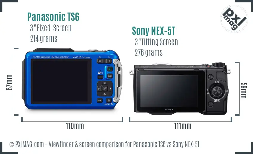 Panasonic TS6 vs Sony NEX-5T Screen and Viewfinder comparison