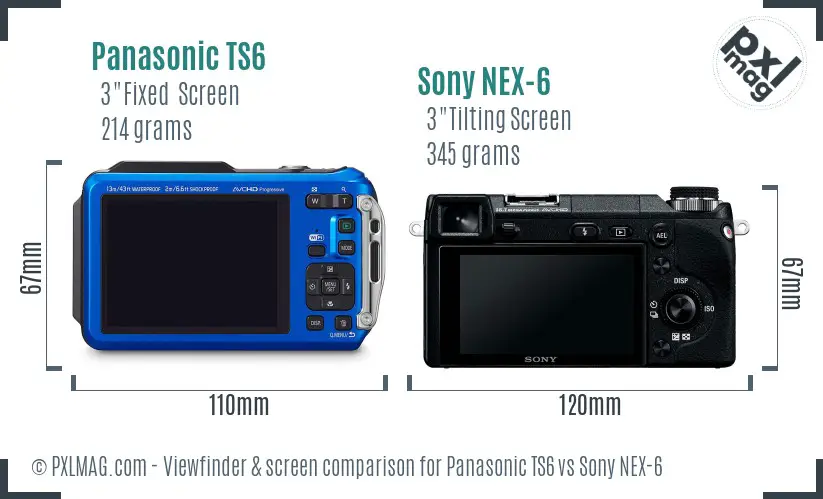 Panasonic TS6 vs Sony NEX-6 Screen and Viewfinder comparison Panasonic TS6 vs Sony NEX-6 Screen and Viewfinder comparison