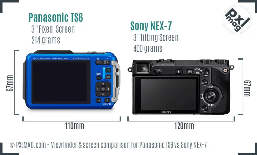 Panasonic TS6 vs Sony NEX-7 Screen and Viewfinder comparison