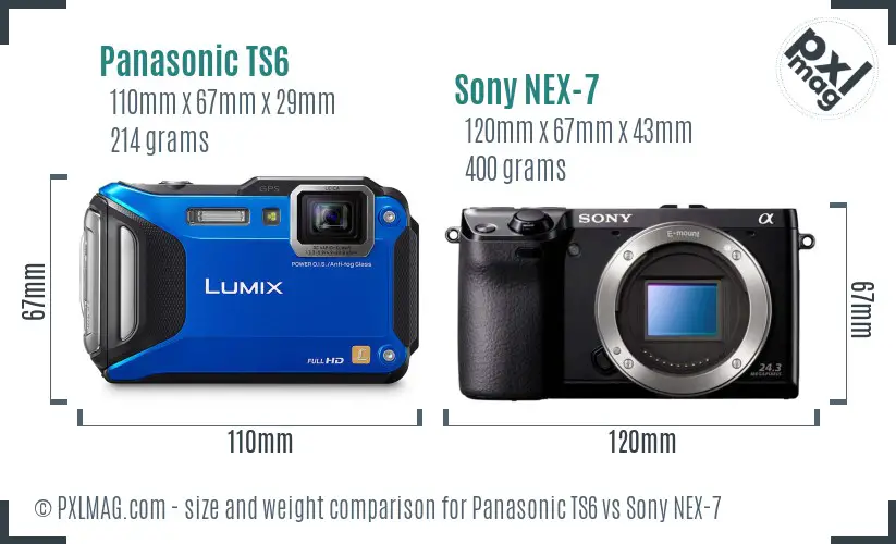 Panasonic TS6 vs Sony NEX-7 size comparison