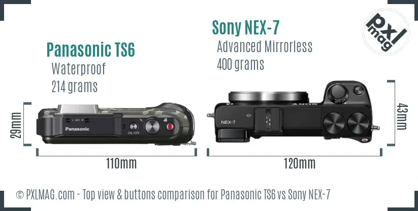Panasonic TS6 vs Sony NEX-7 top view buttons comparison