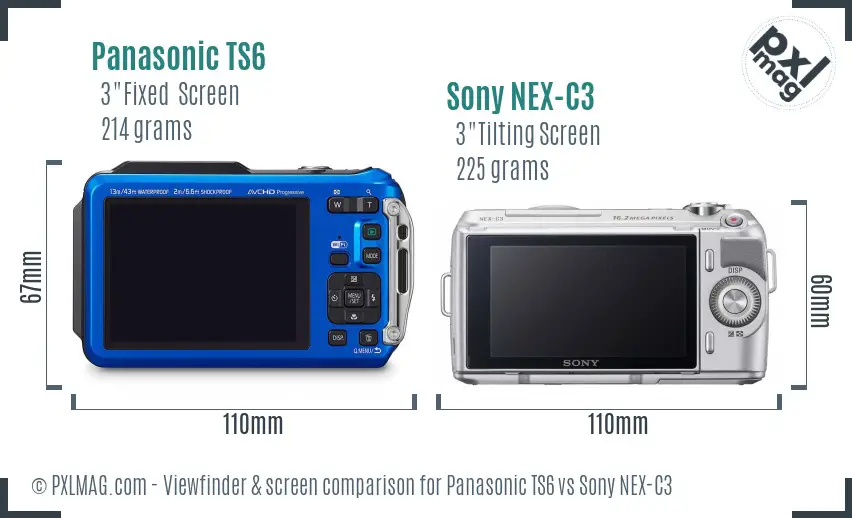 Panasonic TS6 vs Sony NEX-C3 Screen and Viewfinder comparison Panasonic TS6 vs Sony NEX-C3 Screen and Viewfinder comparison