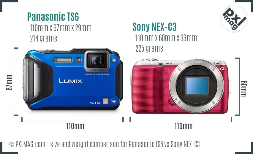 Panasonic TS6 vs Sony NEX-C3 size comparison Panasonic TS6 vs Sony NEX-C3 size comparison