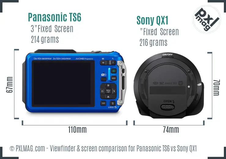 Panasonic TS6 vs Sony QX1 Screen and Viewfinder comparison Panasonic TS6 vs Sony QX1 Screen and Viewfinder comparison