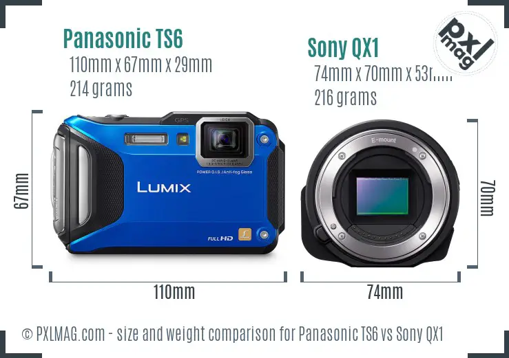 Panasonic TS6 vs Sony QX1 size comparison Panasonic TS6 vs Sony QX1 size comparison