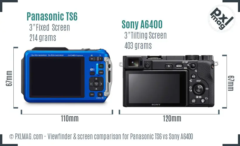 Panasonic TS6 vs Sony A6400 Screen and Viewfinder comparison