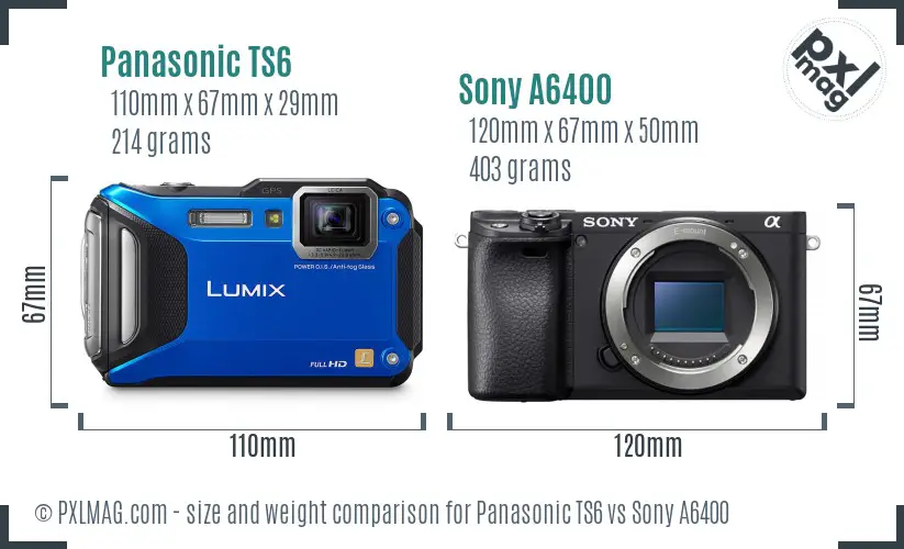 Panasonic TS6 vs Sony A6400 size comparison