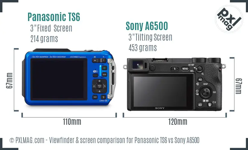 Panasonic TS6 vs Sony A6500 Screen and Viewfinder comparison