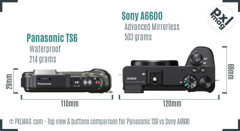 Panasonic TS6 vs Sony A6600 top view buttons comparison